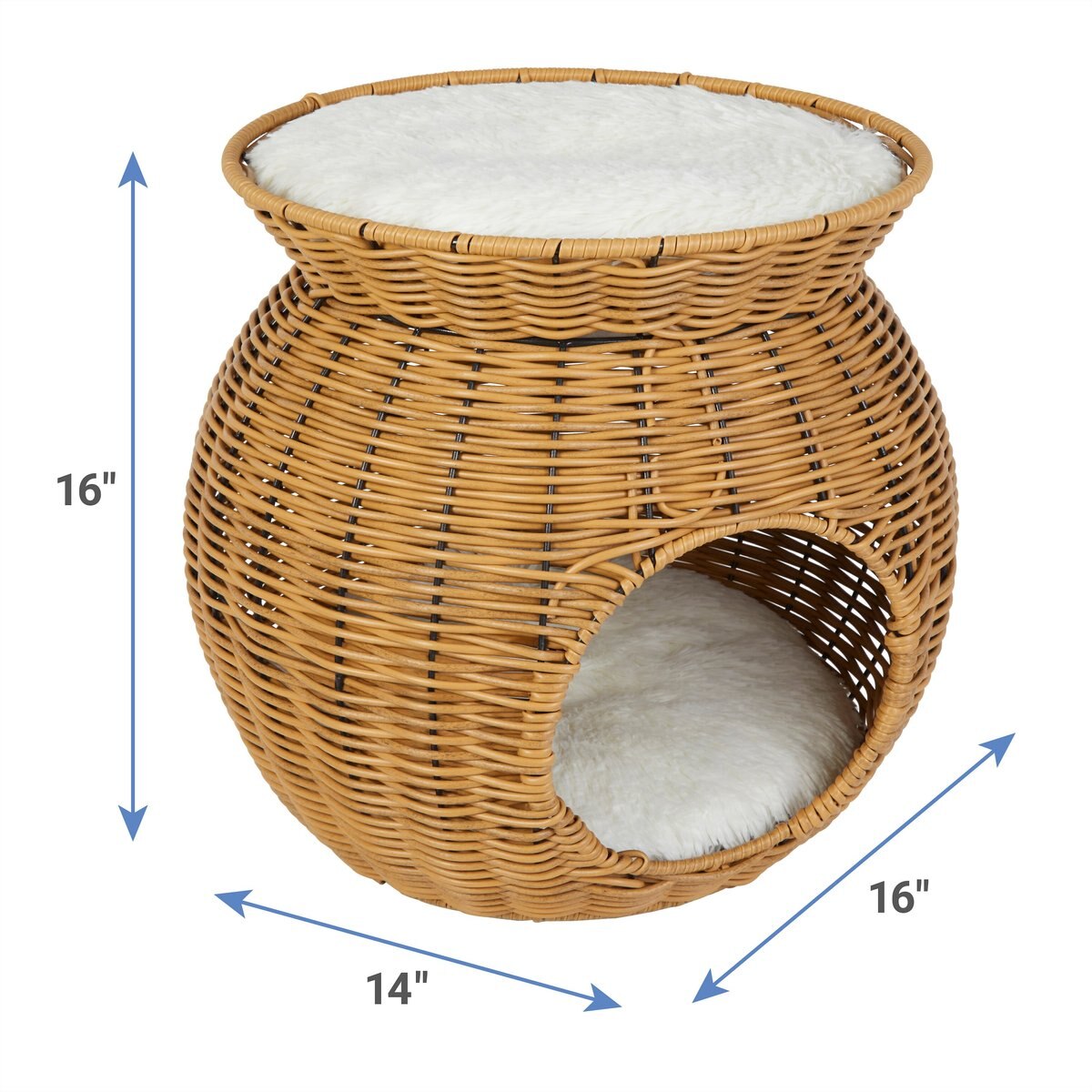 Frisco Round Wicker Cat Condo with Top Perch