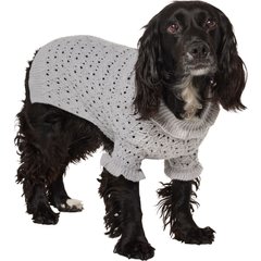 Frisco Ruffle Knit Pointelle Dog & Cat Turtleneck Sweater, Gray, Large