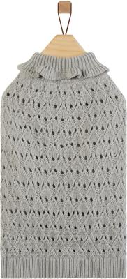 Show full view: Frisco Ruffle Knit Pointelle Dog & Cat Turtleneck Sweater, Gray, Medium slide 4 of 9