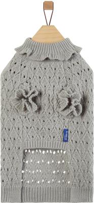 Show full view: Frisco Ruffle Knit Pointelle Dog & Cat Turtleneck Sweater, Gray, Medium slide 5 of 9