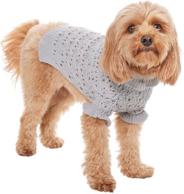 Show full view: Frisco Ruffle Knit Pointelle Dog & Cat Turtleneck Sweater, Gray, Small slide 3 of 9