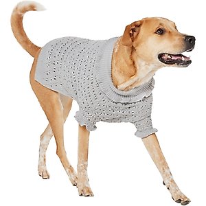Frisco Ruffle Knit Pointelle Dog & Cat Turtleneck Sweater, Gray, X-Large