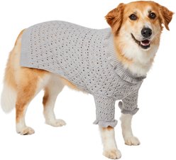 Frisco Ruffle Knit Pointelle Dog & Cat Turtleneck Sweater, Gray, XX-Large