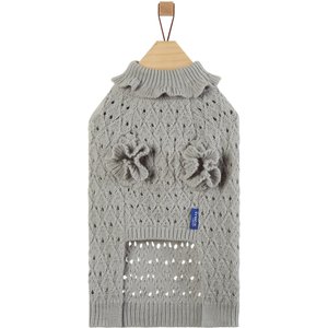 Frisco Ruffle Knit Pointelle Dog & Cat Turtleneck Sweater, Gray, XX-Large