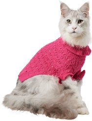 Frisco Ruffle Knit Pointelle Dog & Cat Turtleneck Sweater, Pink, Small