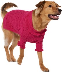 Frisco Ruffle Knit Pointelle Dog & Cat Turtleneck Sweater, Pink, XX-Large