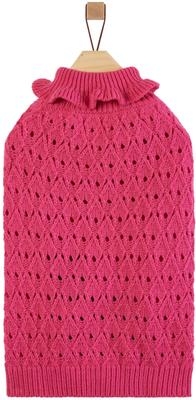 Show full view: Frisco Ruffle Knit Pointelle Dog & Cat Turtleneck Sweater, Pink, XX-Large slide 3 of 8