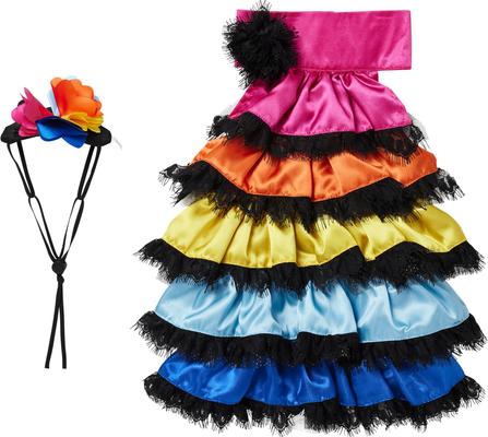 Show full view: Frisco Ruffle Party Dog & Cat Dress + Headpiece, Small slide 6 of 11