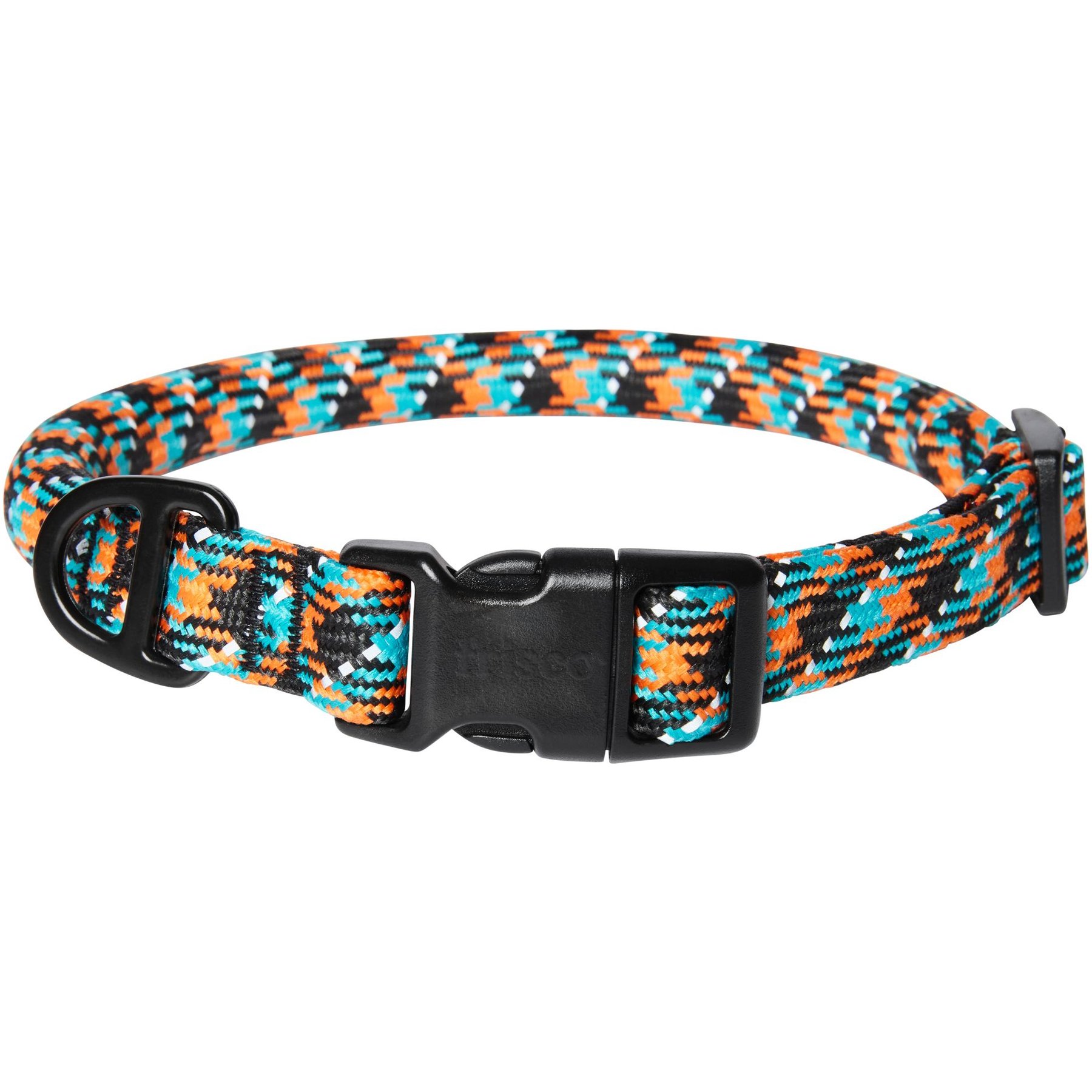 Frisco Rugged Reflective Rope Dog Collar, Black, 18 to 20-in neck, 3/4-in wide
