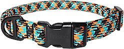 Frisco Rugged Reflective Rope Dog Collar, Black, 20 to 22-in neck, 1-in wide