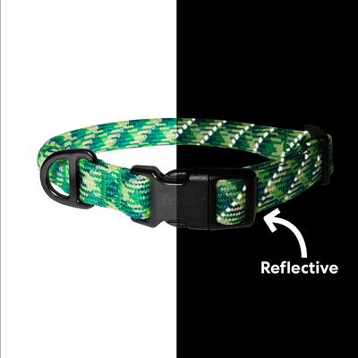 Show full view: Frisco Rugged Reflective Rope Dog Collar, Green, 14 to 16-in neck, 3/4-in wide slide 4 of 11
