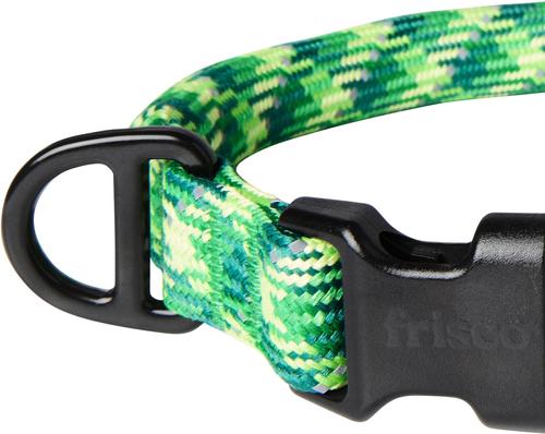 Show full view: Frisco Rugged Reflective Rope Dog Collar, Green, 14 to 16-in neck, 3/4-in wide slide 2 of 11