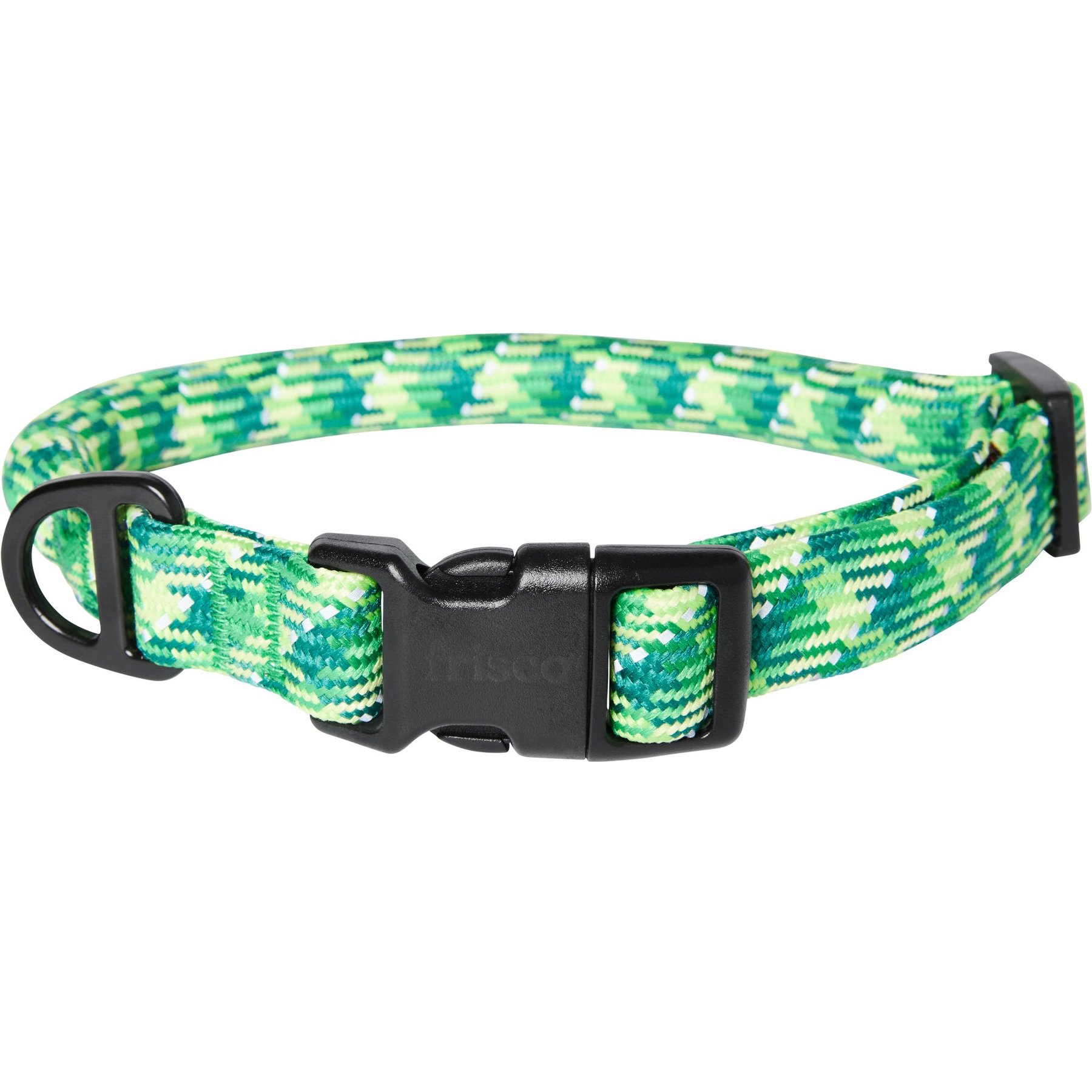 Frisco Rugged Reflective Rope Dog Collar, Green, 16 to 18-in neck, 3/4-in wide