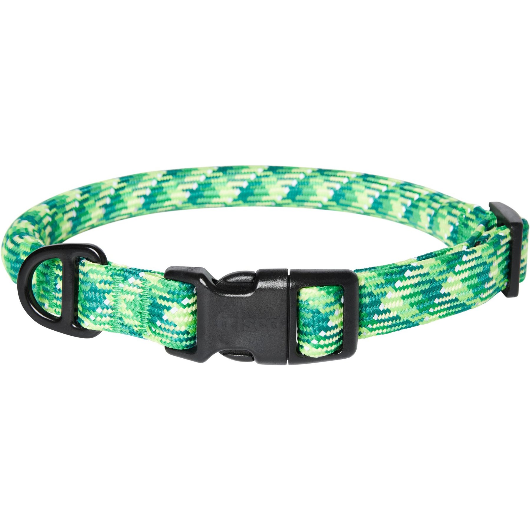 Frisco Rugged Reflective Rope Dog Collar, Green, 18 to 20-in neck, 3/4-in wide