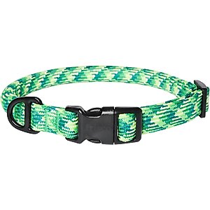 Frisco Rugged Reflective Rope Dog Collar, Green, 18 to 20-in neck, 3/4-in wide