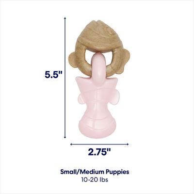 Show full view: Frisco Salmon Flavored Interlocking Fish Nylon & TPR Dental Teether Chew Puppy Toy for Moderate Chewers, Small slide 2 of 10