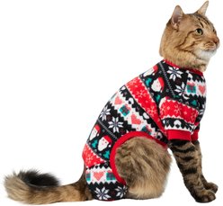 Frisco Santa Fair Isle Polar Fleece Dog & Cat PJs, Santa Plaid, Small