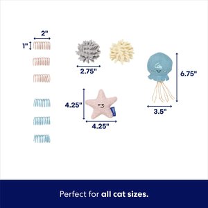 Frisco Sea Creatures Variety Pack Cat Toy with Catnip, 12 count