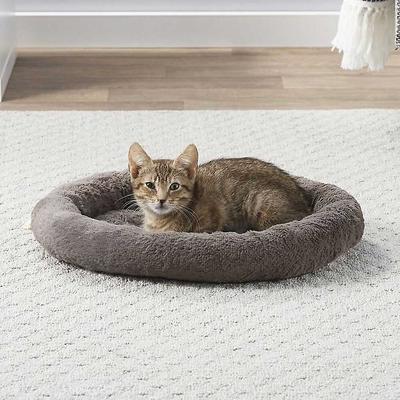 Show full view: Frisco Self Warming Bolster Round Bed, Gray + Cactus Cat Scratching Post, 33-in, Tri-post slide 4 of 9