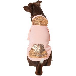 Frisco Sequin Dog & Cat Hoodie, Pink, Large