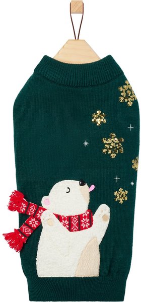 Show full view: Frisco Sequin Polar Bear Dog & Cat Sweater, Small slide 4 of 12
