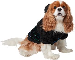 Frisco Sequin Sherpa Dog & Cat Hoodie, Black, Medium