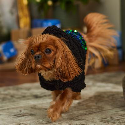 Show full view: Frisco Sequin Sherpa Dog & Cat Hoodie, Black, Medium slide 8 of 11