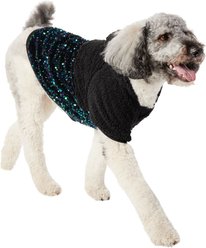 Frisco Sequin Sherpa Dog & Cat Hoodie, Black, XX-Large
