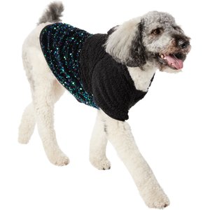 Frisco Sequin Sherpa Dog & Cat Hoodie, Black, XX-Large