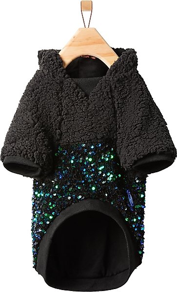 Show full view: Frisco Sequin Sherpa Dog & Cat Hoodie, Black, XX-Large slide 4 of 10