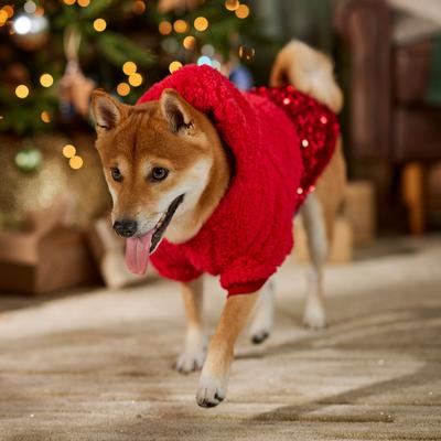 Show full view: Frisco Sequin Sherpa Dog & Cat Hoodie, Red, Large slide 7 of 10