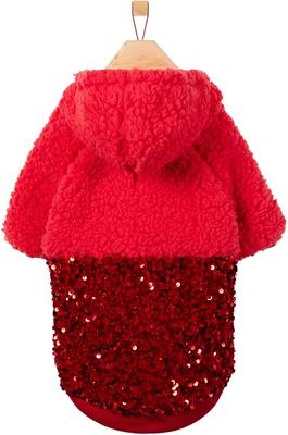 Show full view: Frisco Sequin Sherpa Dog & Cat Hoodie, Red, Medium slide 4 of 11