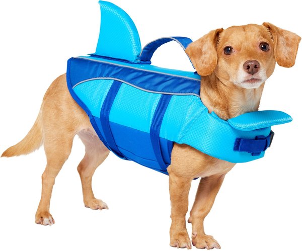 Show full view: Frisco Shark Dog Life Jacket, Blue, Small slide 1 of 11