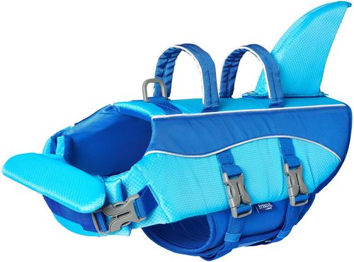 Show full view: Frisco Shark Dog Life Jacket, Blue, X-Small slide 4 of 11