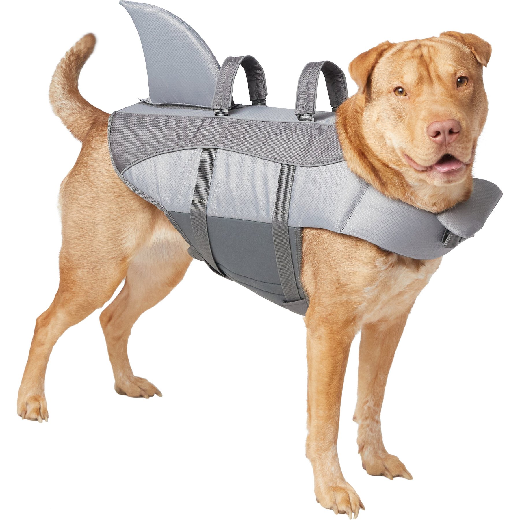 Frisco Shark Dog Life Jacket, Gray, Large