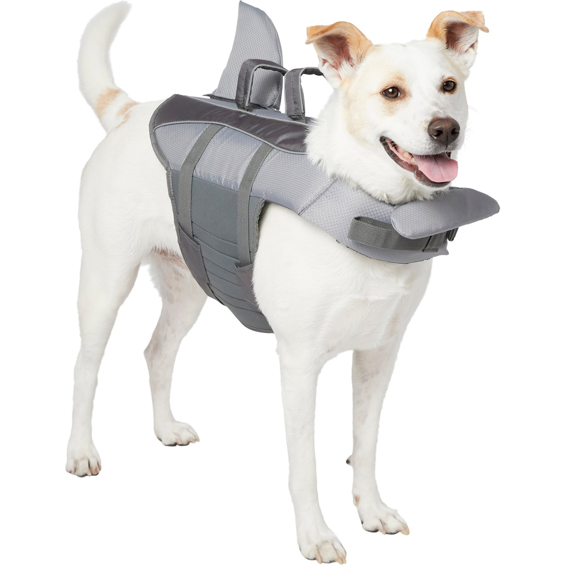 Frisco Shark Dog Life Jacket, Gray, Medium