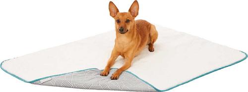 Show full view: Frisco Sherpa Blanket, Small + Hexagon Bolster Cat & Dog Bed, Gray Basket Weave Print slide 2 of 8