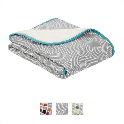 Show full view: Frisco Sherpa Blanket, Small + Hexagon Bolster Cat & Dog Bed, Gray Basket Weave Print slide 3 of 8