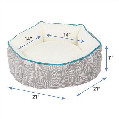 Show full view: Frisco Sherpa Blanket, Small + Hexagon Bolster Cat & Dog Bed, Gray Basket Weave Print slide 6 of 8