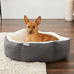 Frisco Sherpa Bolster Cat & Dog Bed, Gray, Small