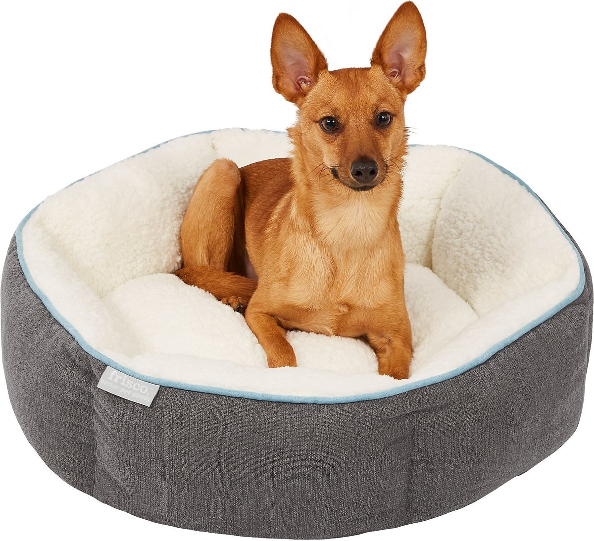 Max & Marlow Plush Sherpa Bolstered Crate Dog & Cat Bed, Gray, Small