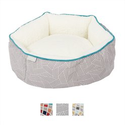 Frisco Sherpa Bolster Cat & Dog Bed, Light Gray Basket Weave Print, Small slide 2 of 5