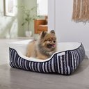 Frisco Sherpa Bolster Cat & Dog Bed, Navy Southwest Stripe, Medium