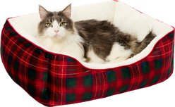 Frisco Sherpa Cat & Dog Bolster Bed, Plaid, Medium slide 2 of 8