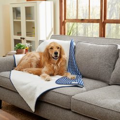 Frisco Sherpa Cat & Dog Throw Blanket, Navy Herringbone, Large