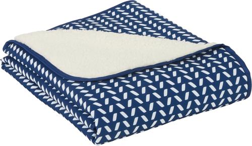 Show full view: Frisco Sherpa Cat & Dog Throw Blanket, Navy Herringbone, Large slide 2 of 7