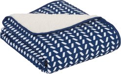 Frisco Sherpa Cat & Dog Throw Blanket, Navy Herringbone, Small slide 2 of 6