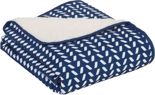 Show full view: Frisco Sherpa Cat & Dog Throw Blanket, Navy Herringbone, Small slide 2 of 8