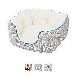 Frisco Sherpa High-Walled Bolster Cat & Dog Bed, Light Gray Basket Weave Print, X-Small slide 2 of 4