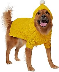 Frisco Sherpa Lined Chunky Cable Knit Dog & Cat Hooded Sweater, X-Large